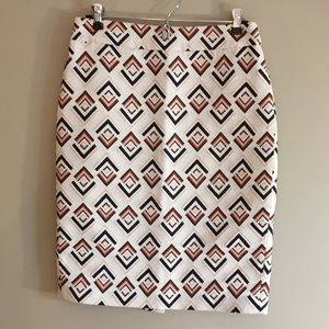 GUC, Ann Taylor, Lined, Diamond Patterned Skirt, Size 4, Blue/White/Pink